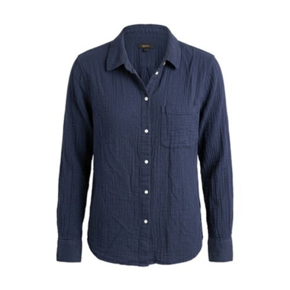 Quince Shirt Women S Blue Cotton Gauze Button Up Capsule Closet Minimalist Basic